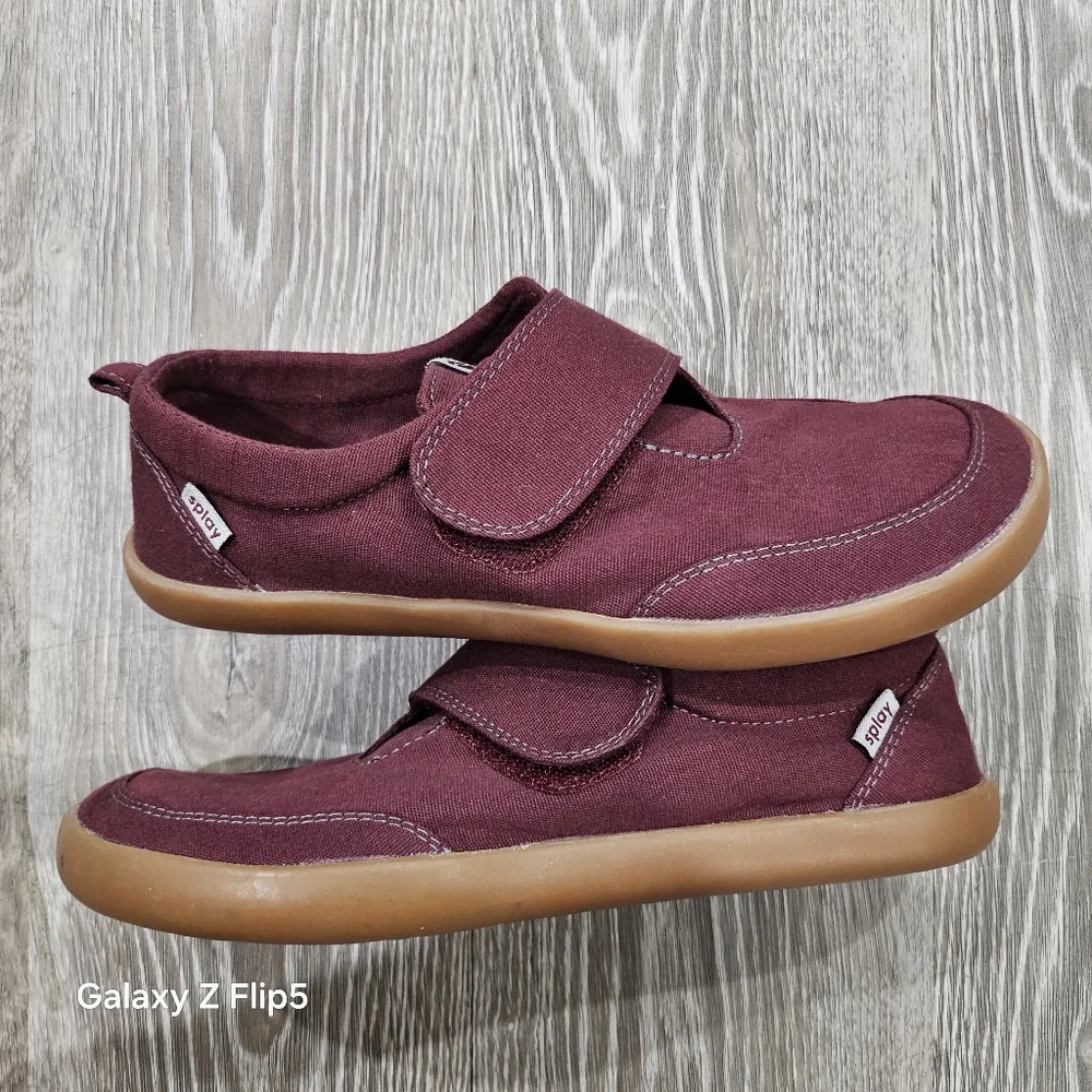 Women’s Casual Velcro Canvas Slip-On Shoe - Burgundy - Picture 7 of 10